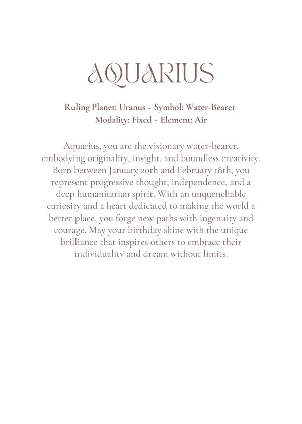 Aquarius Zodiac Birthday Card