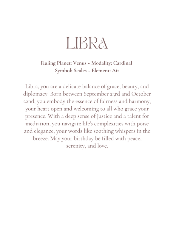 Libra Zodiac Birthday Card